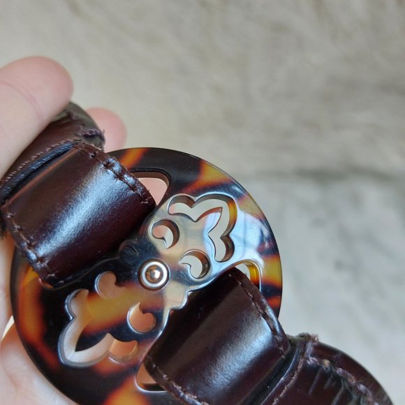 Brighton Women's Black Leather Tortoise Buckle Belt small/30" length - Picture 8 of 9